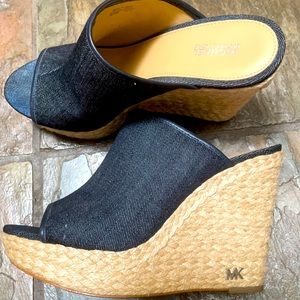 Michael Kors denim espadrille wedges EUC